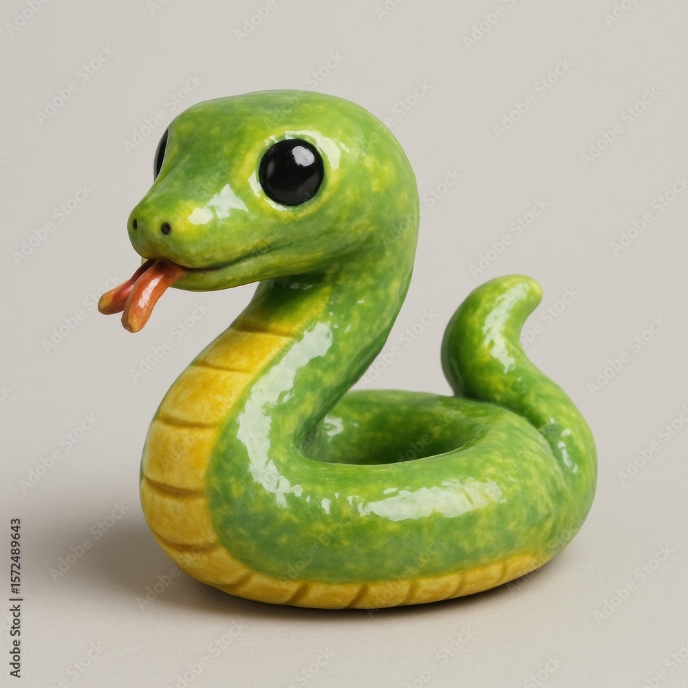 Naklejka premium Cute ceramic snake figurine
