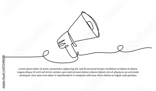 One line of megaphone. Abstract minimal continuous line.
