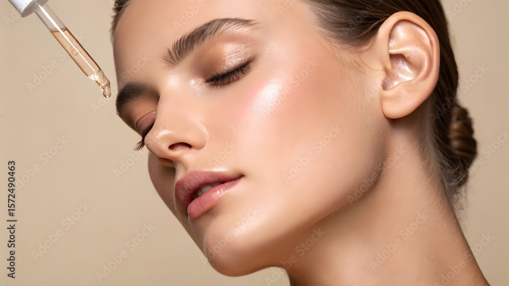 Fototapeta premium Woman applying serum