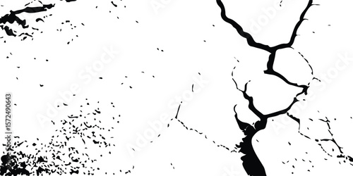 Cracked and Broken Earthquake Surface Vector Overlays with Distressed Wall, Floor, and Ground Textures in Black, White, and Grey, Representing the Aftermath of Earthquake Damage.

