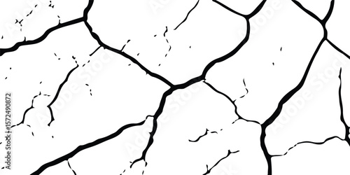 Cracked and Broken Earthquake Surface Vector Overlays with Distressed Wall, Floor, and Ground Textures in Black, White, and Grey, Representing the Aftermath of Earthquake Damage.
