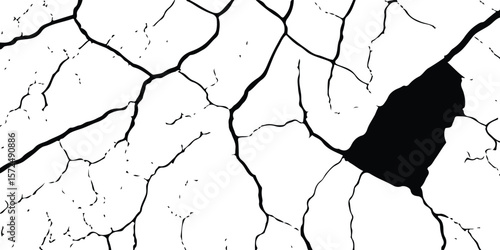 Cracked and Broken Earthquake Surface Vector Overlays with Distressed Wall, Floor, and Ground Textures in Black, White, and Grey, Representing the Aftermath of Earthquake Damage.
