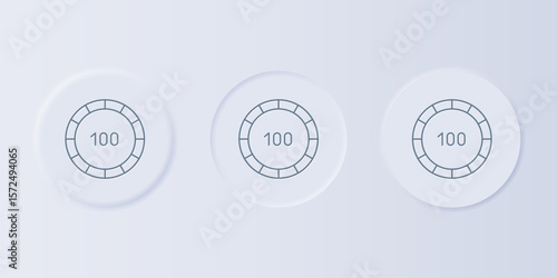 Grey Casino chips icon isolated on grey background. Casino gambling. Set icons in square buttons. Vector