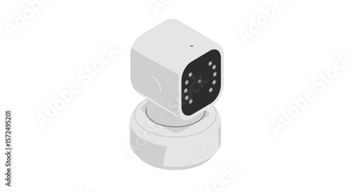Modern isometric surveillance camera with smart technology features