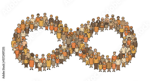 Diverse community forming infinity symbol in flat design