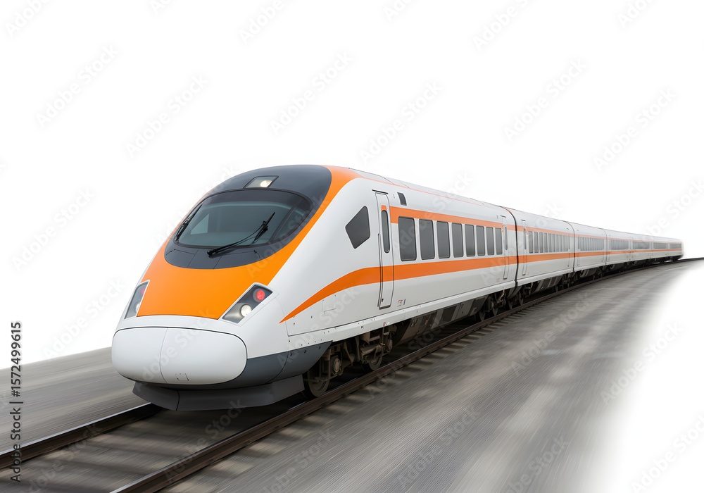 Fototapeta premium Modern HighSpeed Train on Tracks
