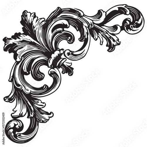 Abstract floral background with vintage black rose and leaf swirl pattern illustration