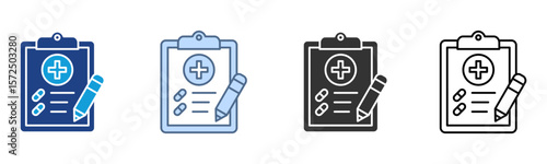 Prescription Icon Set Multiple Style Collection