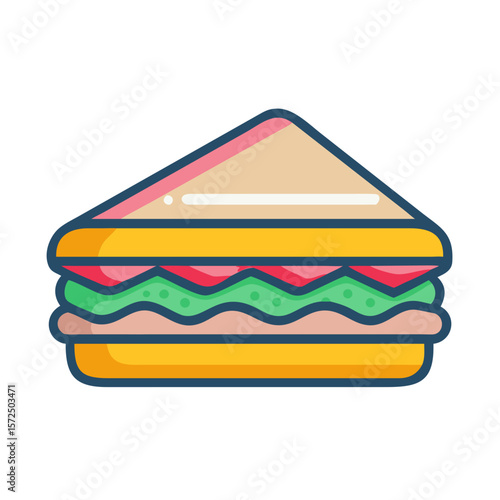 Iconic sandwich illustration in colorful flat design style  