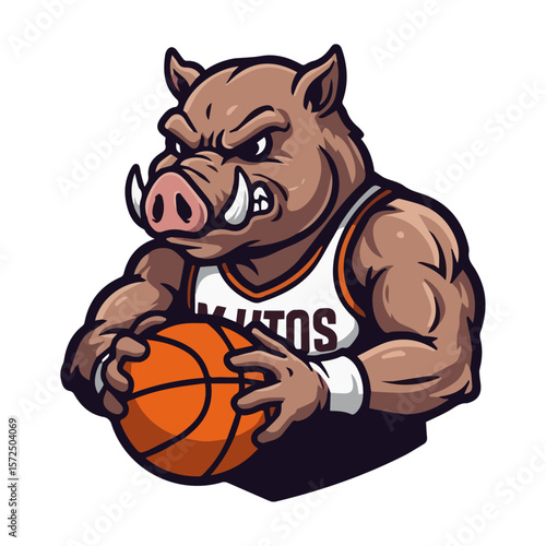 Gritty Hog Basketball Mascot