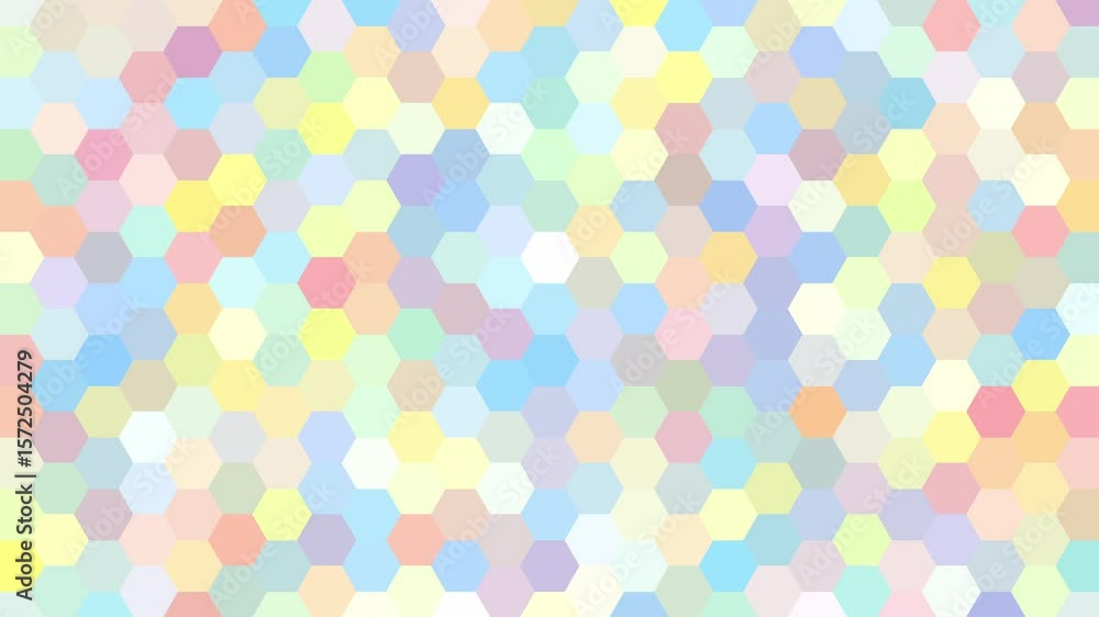 Multicolor pastel simple abstract hexagon background, geometric animation