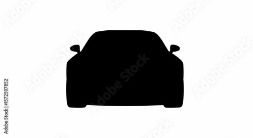 Modern Sports Car Front Angle Silhouette Isolated on White

