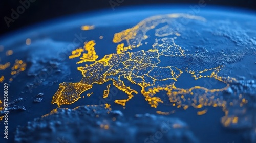 European continent highlighted on a globe