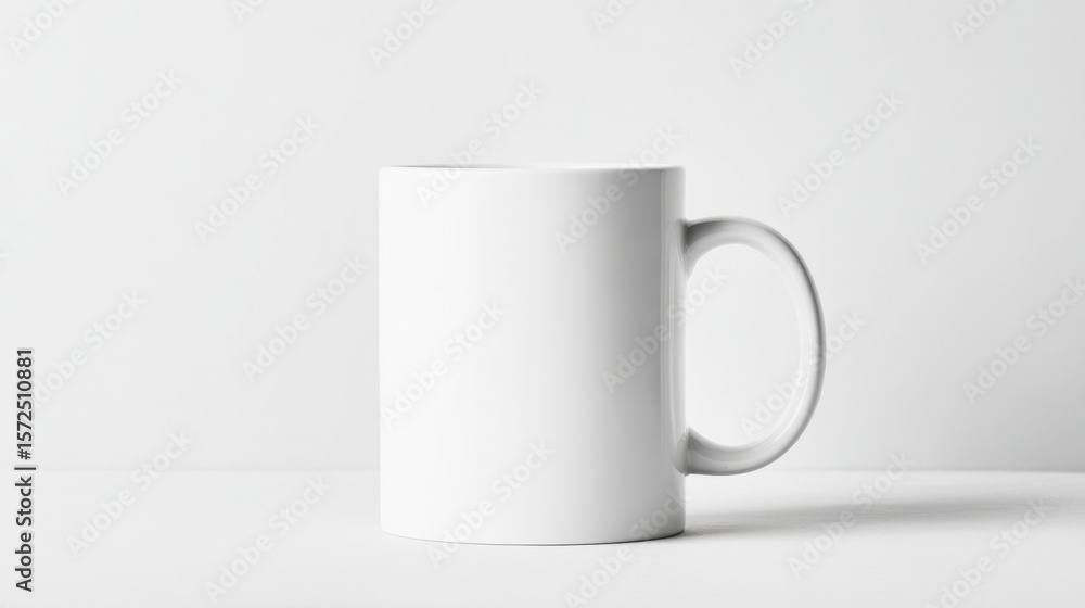 Obraz premium Realistic mock-up of a white ceramic mug with a simple design isolated on white background