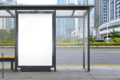 Wallpaper Mural Modern street advertising bus stop mockup in an urban setting during daylight hours Torontodigital.ca