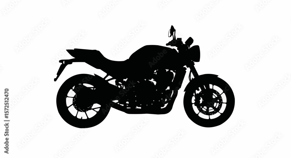 Obraz premium Racing Motorcycle Silhouette Side View Isolated on White Background
