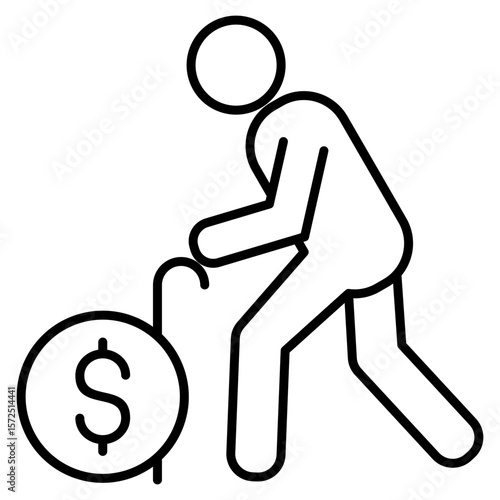 Elderly Outline Icon Element For Design