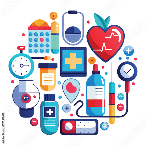 Wallpaper Mural Medical infographic elements with flat web and mobile icons for business communication design Torontodigital.ca