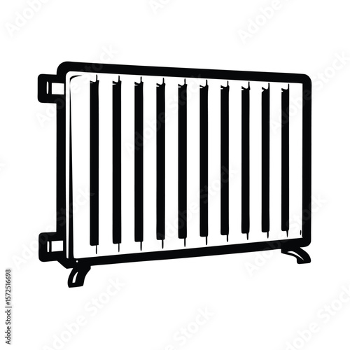 White panel radiator with black outline heating