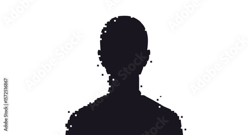 Anonymous Silhouette: Pixelated Mystery on White