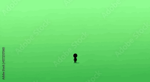 Solitude on Green: Minimalist Figure in Vast Expanse