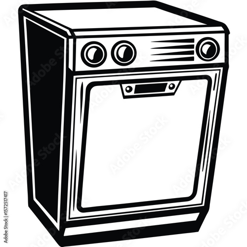 Black dishwasher appliance icon kitchen home
