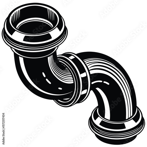 Black elbow pipe connector with ribbed ends plumbing