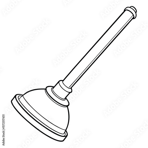 Black outline toilet plunger plumbing tool cleaning tool