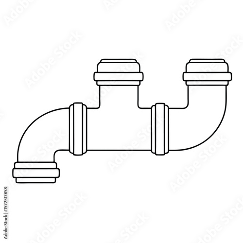 Black pipe connector with elbows plumbing joint