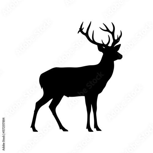 Majestic Deer Silhouette with Antlers