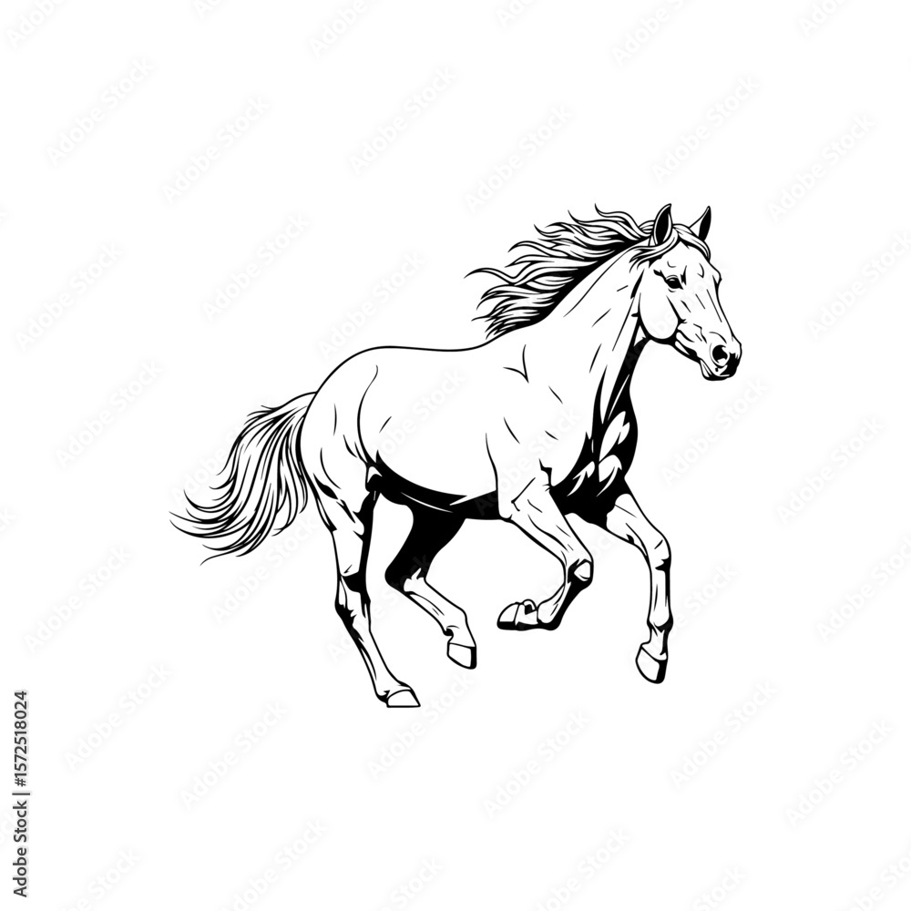 Dynamic Galloping Horse Line Art - Equestrian Speed Illustration Dynamic Galloping Horse Line Art - Equestrian Speed Illustration