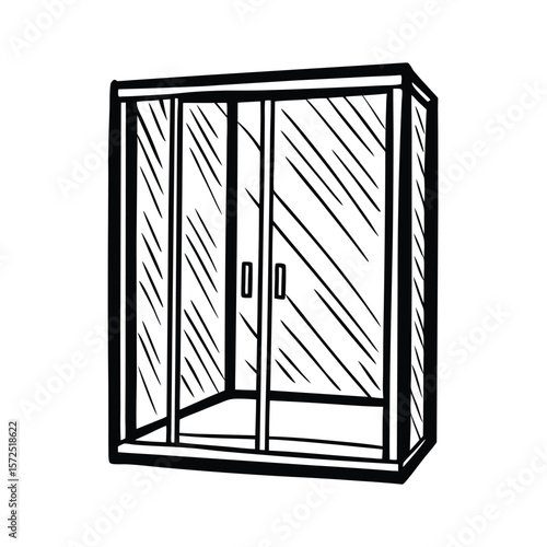 Framed glass shower enclosure with double doors bathroom