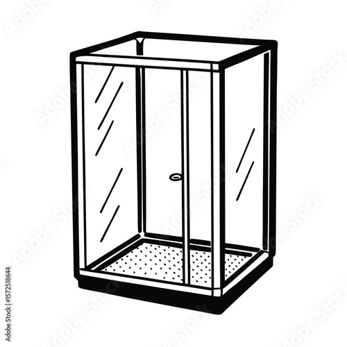 Glass shower enclosure with door stall cabin