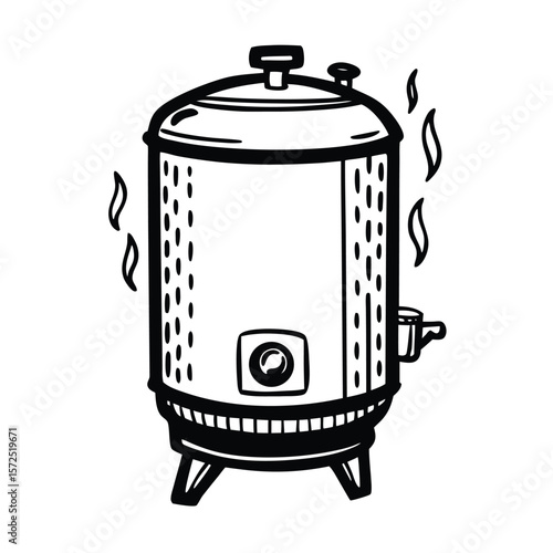 Tall cylindrical boiler with steam water heater heating