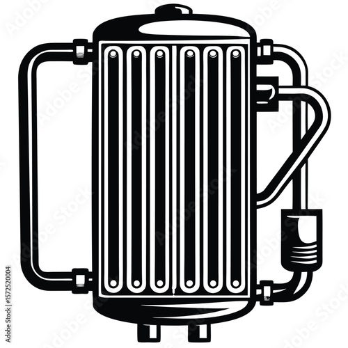 Vertical water heater with pipes heating industrial