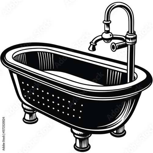 Vintage bathtub with ornate faucet classic