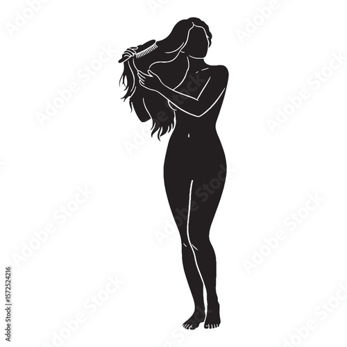 Beautiful Aphrodite digital black vector artwork, ideal for portraying the goddess of love's charm – Aphrodite silhouette – Aphrodite Vector – Silhouette of Aphrodite – Greek goddess silhouette

