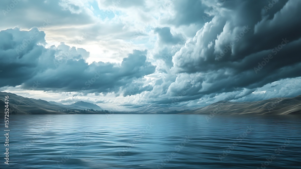 Fototapeta premium Turquoise crater lake nestled in dramatic stone canyon landscape high resolution picture