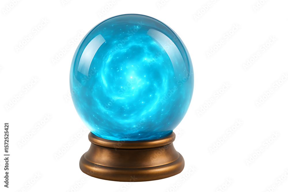 Glowing blue crystal ball isolated on transparent background Glowing blue crystal ball isolated on transparent background