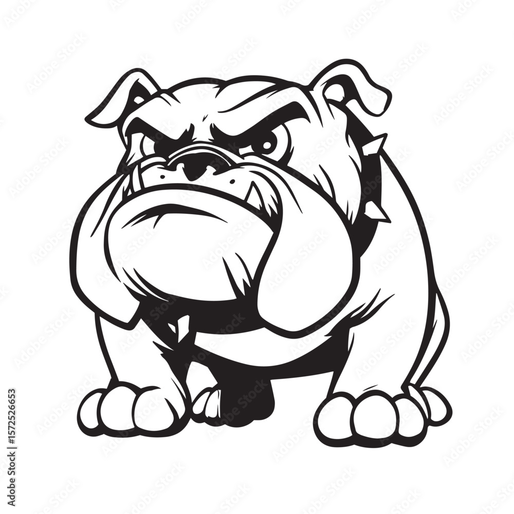 Fototapeta premium A cute, funny cartoon animal illustration of a dog with a bone