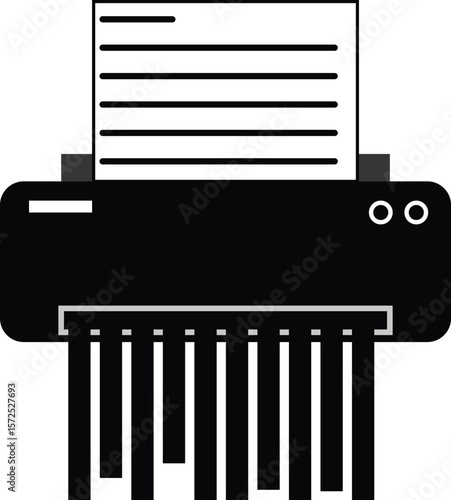Paper shredder confidential icon. Private document office information protection sign. Document shredder symbol. Paper shredder machine logo. flat style.
