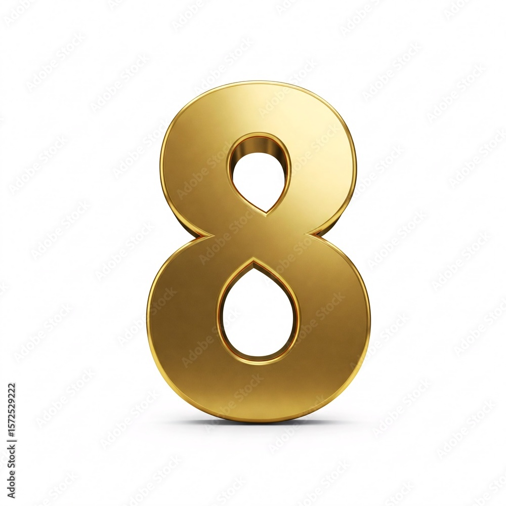 Gold Number 8, isolated on a white Gold Number 8, isolated on a white
