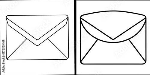 Envelope Coloring Book Page – Outline Line Art Mail and Letter Design for Kids and Adults