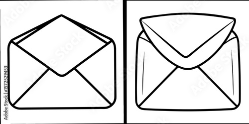 Envelope Coloring Book Page – Outline Line Art Mail and Letter Design for Kids and Adults