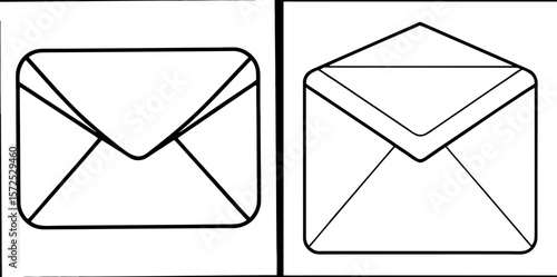 Envelope Coloring Book Page – Outline Line Art Mail and Letter Design for Kids and Adults