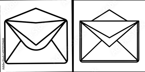 Envelope Coloring Book Page – Outline Line Art Mail and Letter Design for Kids and Adults