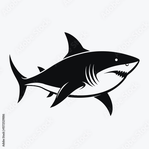 Powerful silhouette of a great white shark in profile embodying ocean predator majesty and aquatic danger