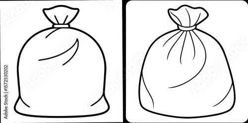 Trash Bag Coloring Book Page – Outline Line Art Garbage Disposal Bag for Kids and Adults