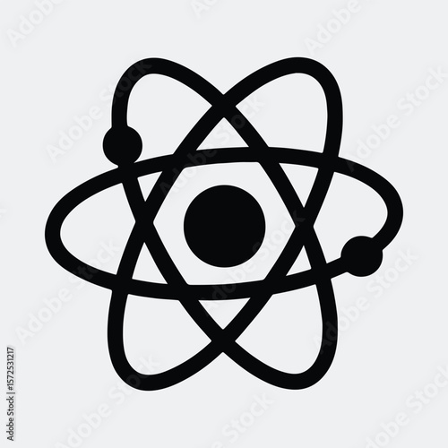 Silhouette atom model representing science or education vector illustration