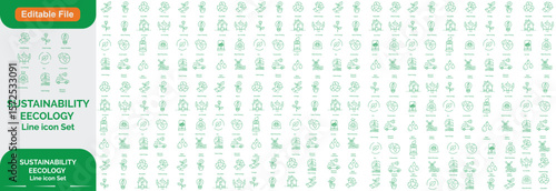Green Technology Sustainability Icons 2000+icon , Environment Stroke icon collections. Containing recycling, plant, nature, Eco, earth, green energy, trees, ecology and more icons line set..
